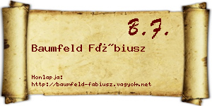 Baumfeld Fábiusz névjegykártya